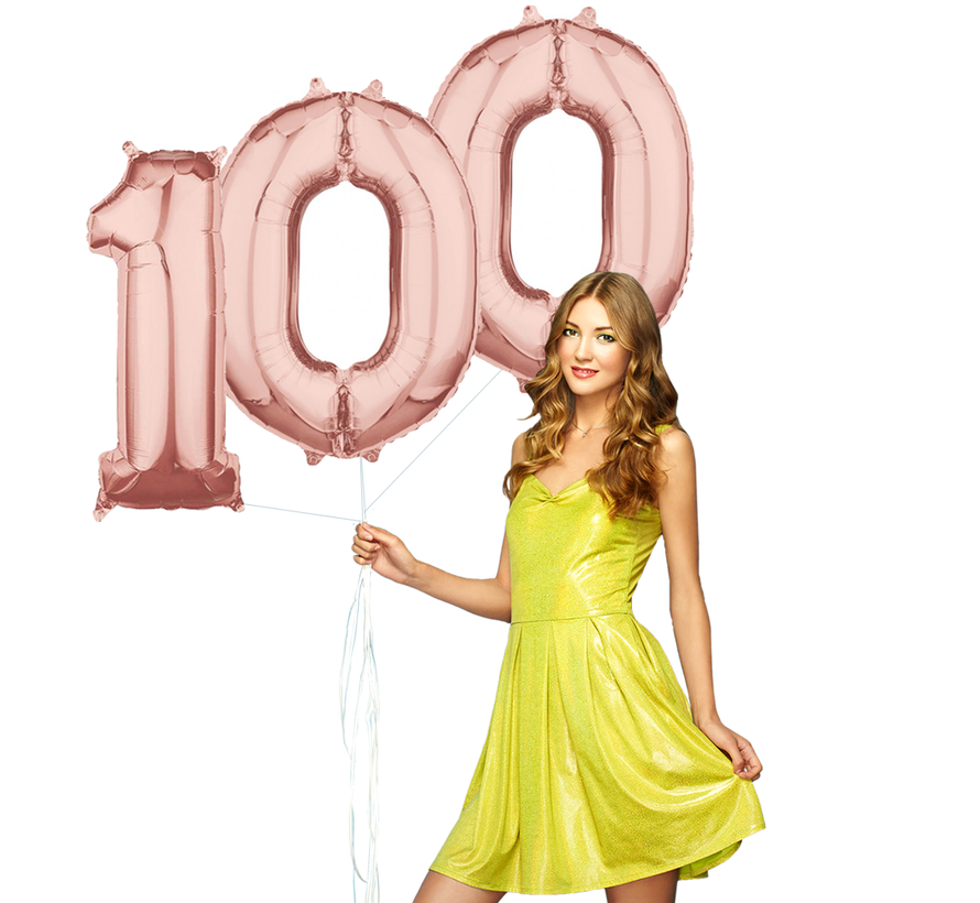 Helium cijfer ballonnen 100  rosé goud