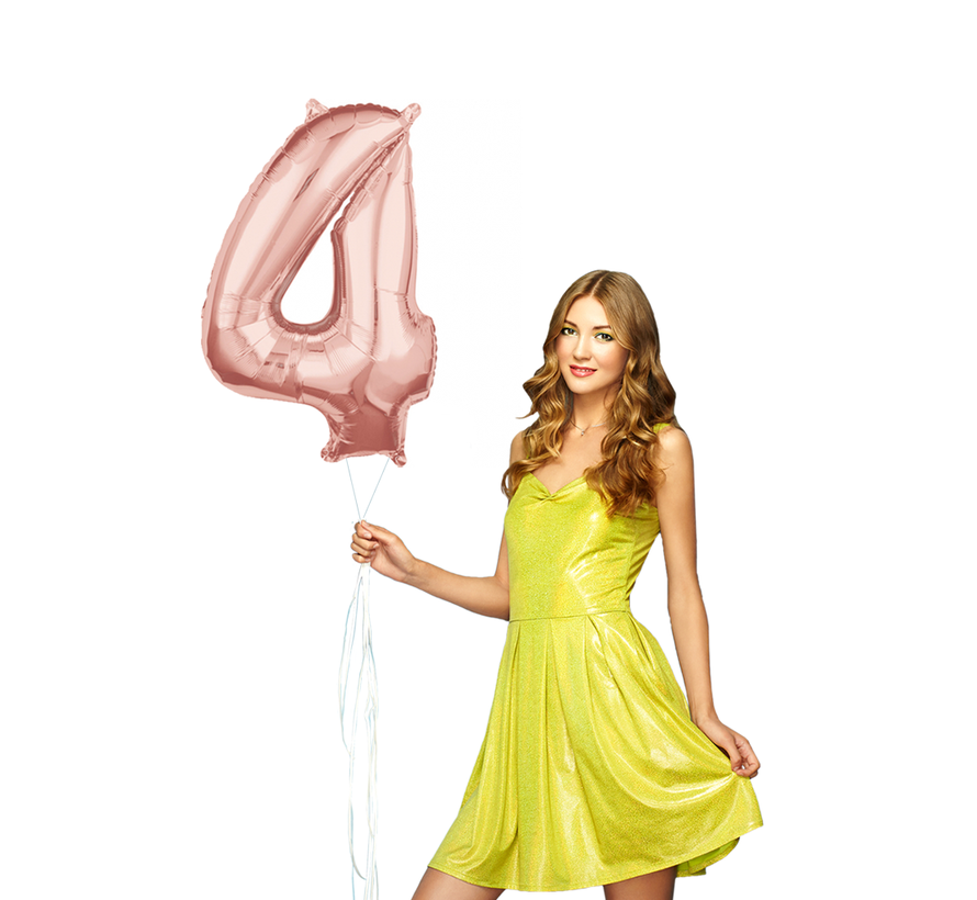 Helium cijfer ballon 4 rosé goud