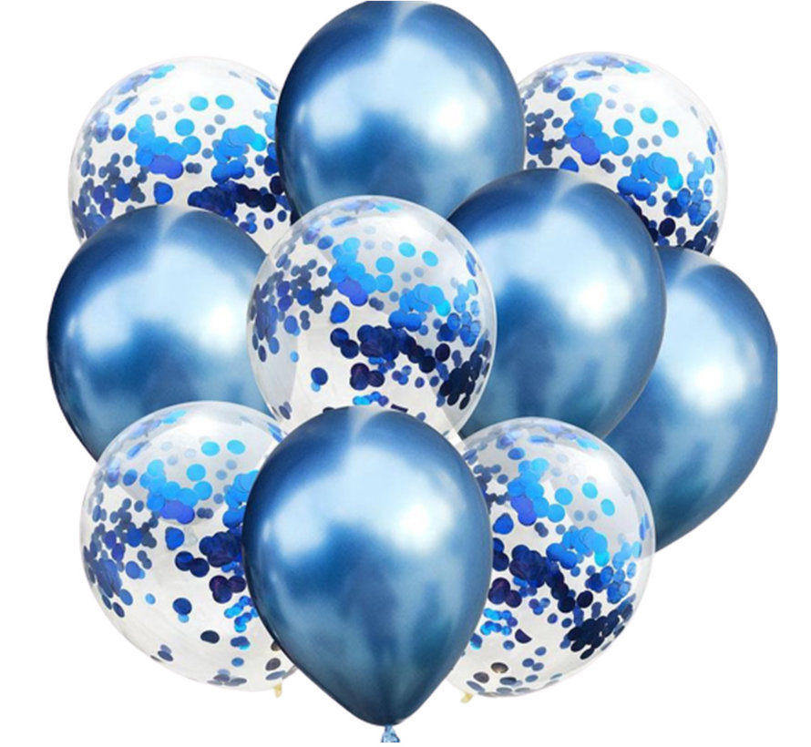 Ronde Confetti metallic blauw