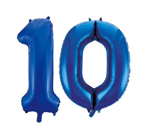 Cijfer folie ballonnen 10 blauw