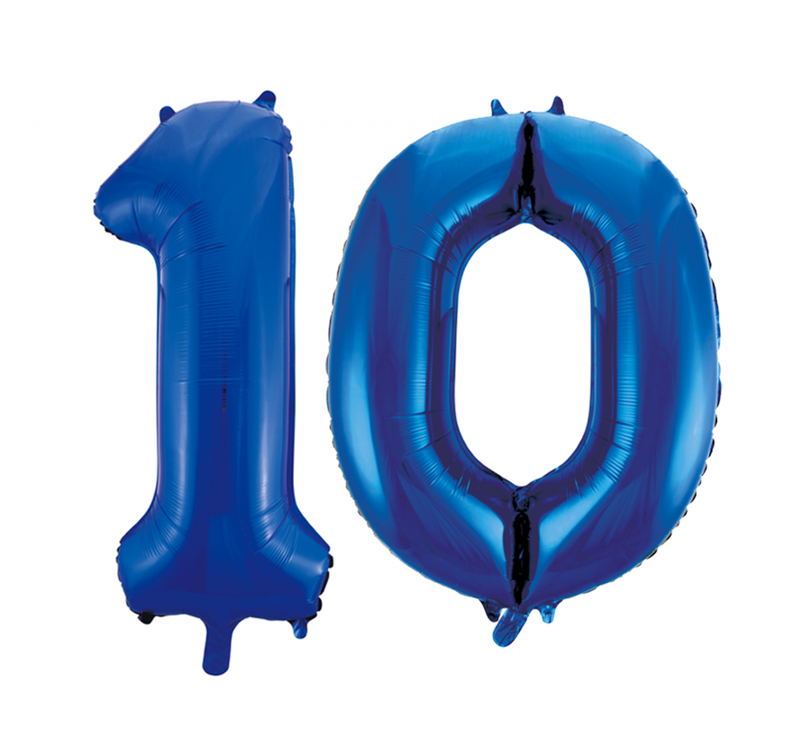 Cijfer folie ballonnen 10 blauw