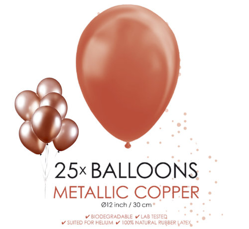 25 koperkleurige metallic ballonnen