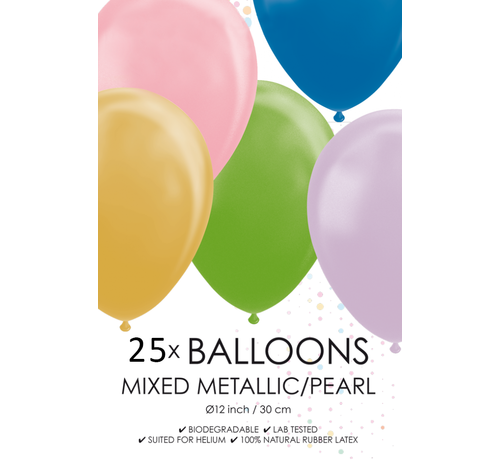 25  gemengde  metallic Ballonnen