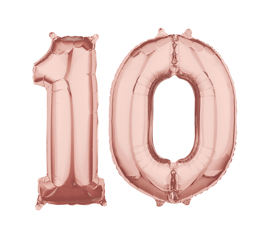 Folie  rosé goud cijfer 10  ballonnen