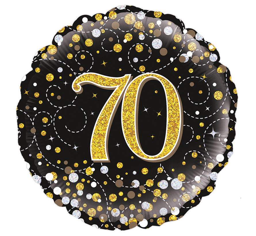 Glitter helium folie-ballon 70  jaar zwart goud