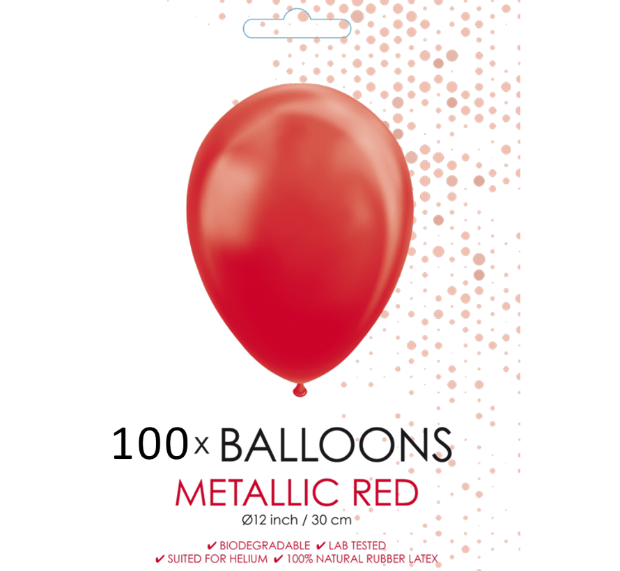 100 Metallic rode ballonnen 12 inch - 30 cm