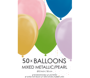 50 gemengde metallic ballonnen