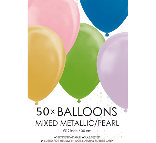 50 gemengde metallic ballonnen