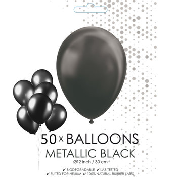 50 zwarte metallic ballonnen