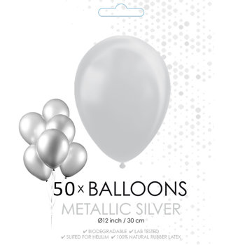 50 zilveren metallic ballonnen