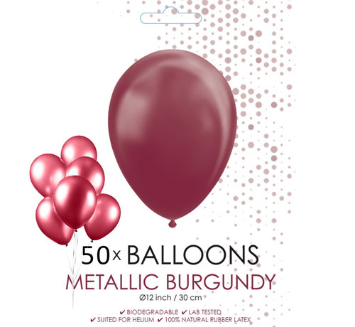 50 burgundy metallic ballonnen