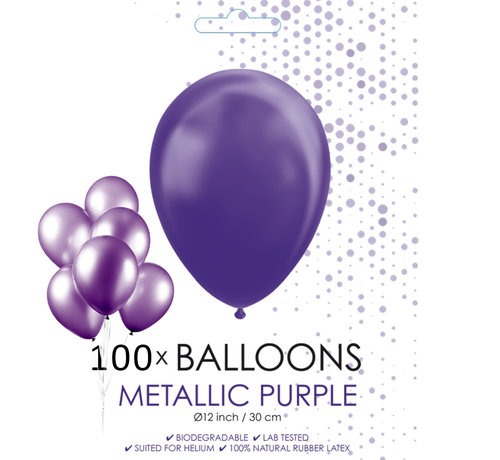 100 metallic paarse ballonnen 12 inch - 30 cm