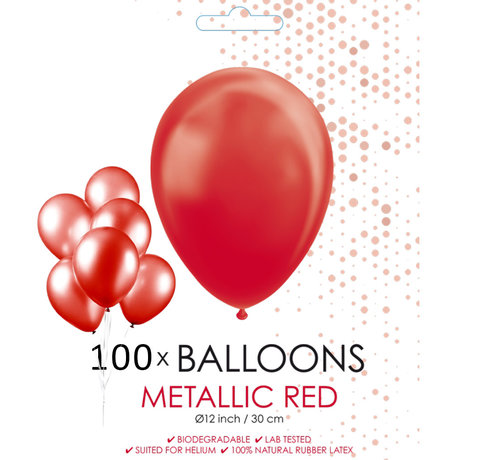 100 Metallic rode ballonnen 12 inch - 30 cm