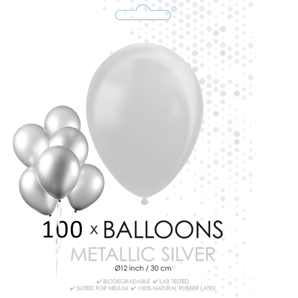 dramatisch los van tv station 100 metallic zilverkleurige ballonnen - Partycorner.nl