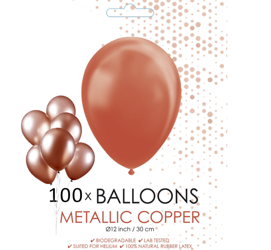 100 metallic koperkleurige ballonnen 12 inch - 30 cm