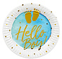 Set 6 Papieren bordjes 'Hello Boy!' (18 cm)