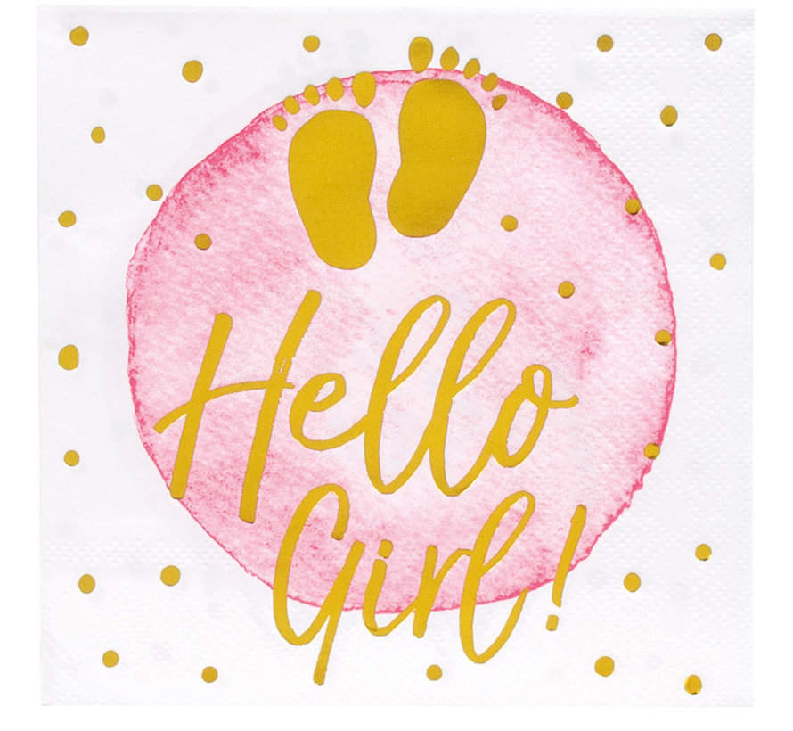 Set 12 Papieren servetten 'Hello Girl!' (25 x 25 cm)