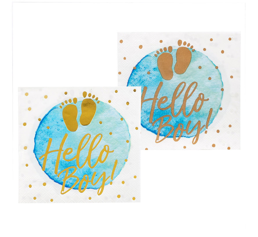 Set 12 Papieren servetten 'Hello Boy!' (25 x 25 cm)