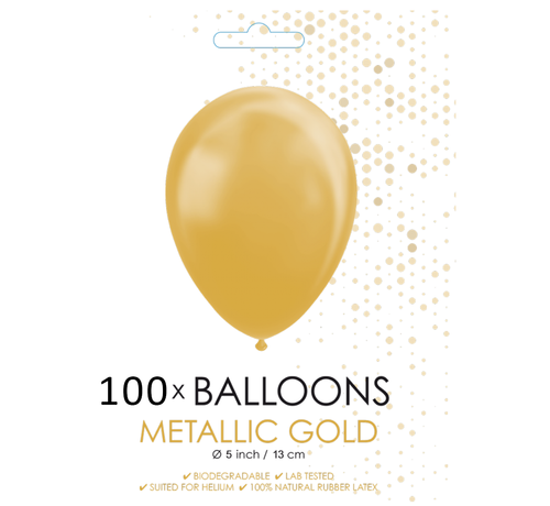 100 Kleine ballonnen metallic goud