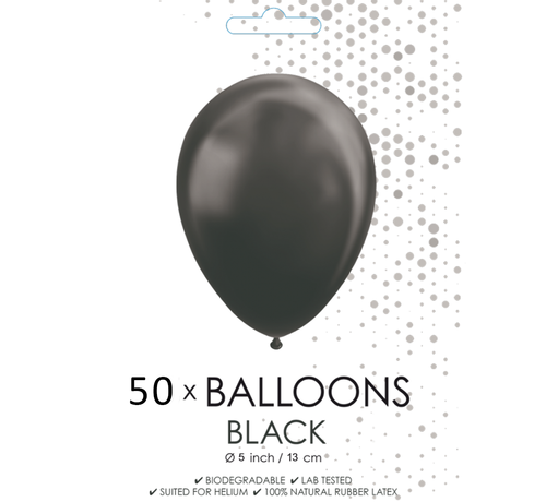 50 Zwarte ballonnen 5 inch