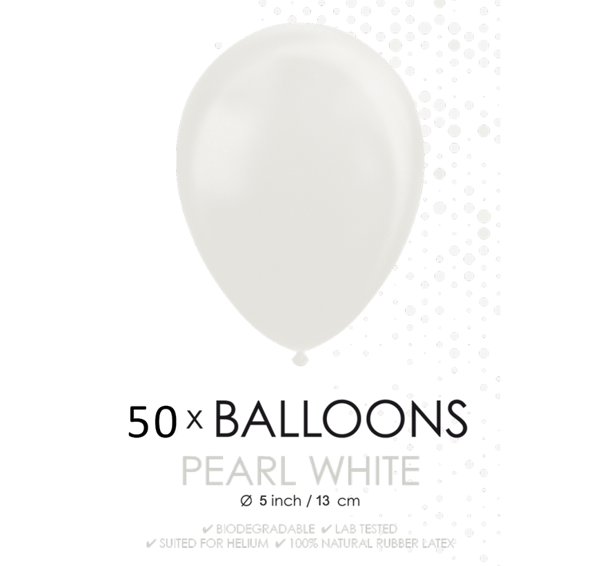 50 Parel wit ballonnen klein