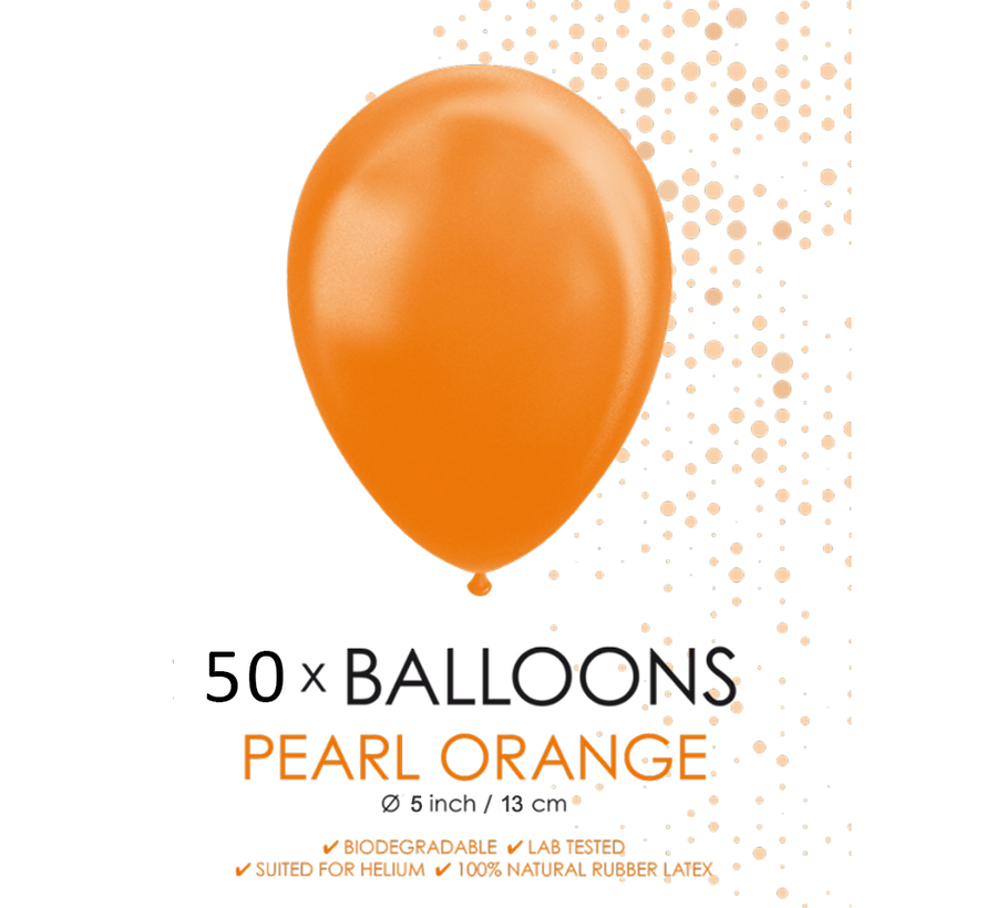 50 Parel oranje ballonnen klein