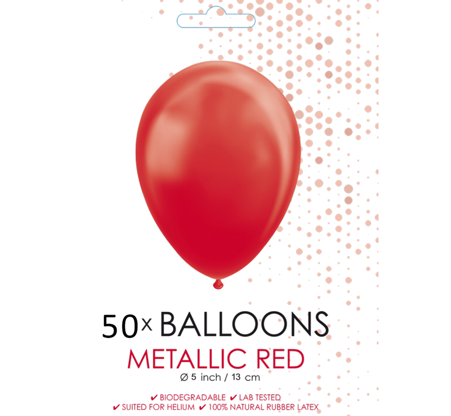 50 Metallic rood ballonnen klein