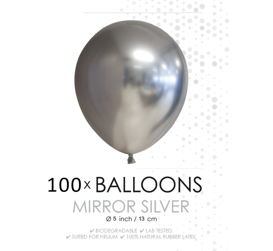 100 chrome 5 inch kleine ballonnen zilver