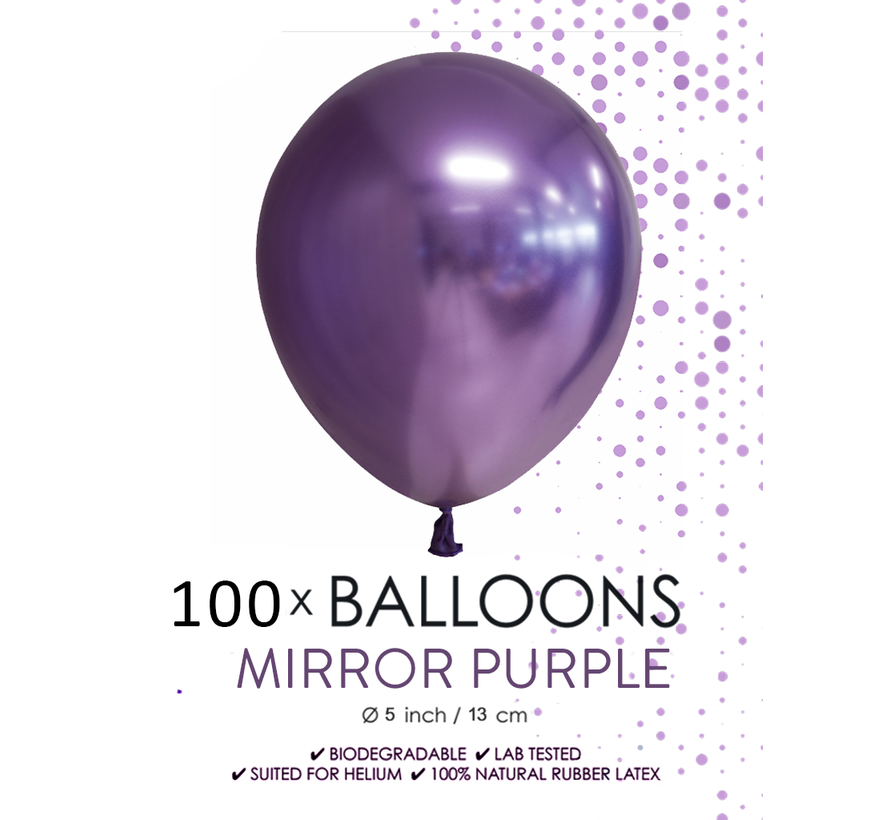 100 chrome 5 inch kleine ballonnen paars