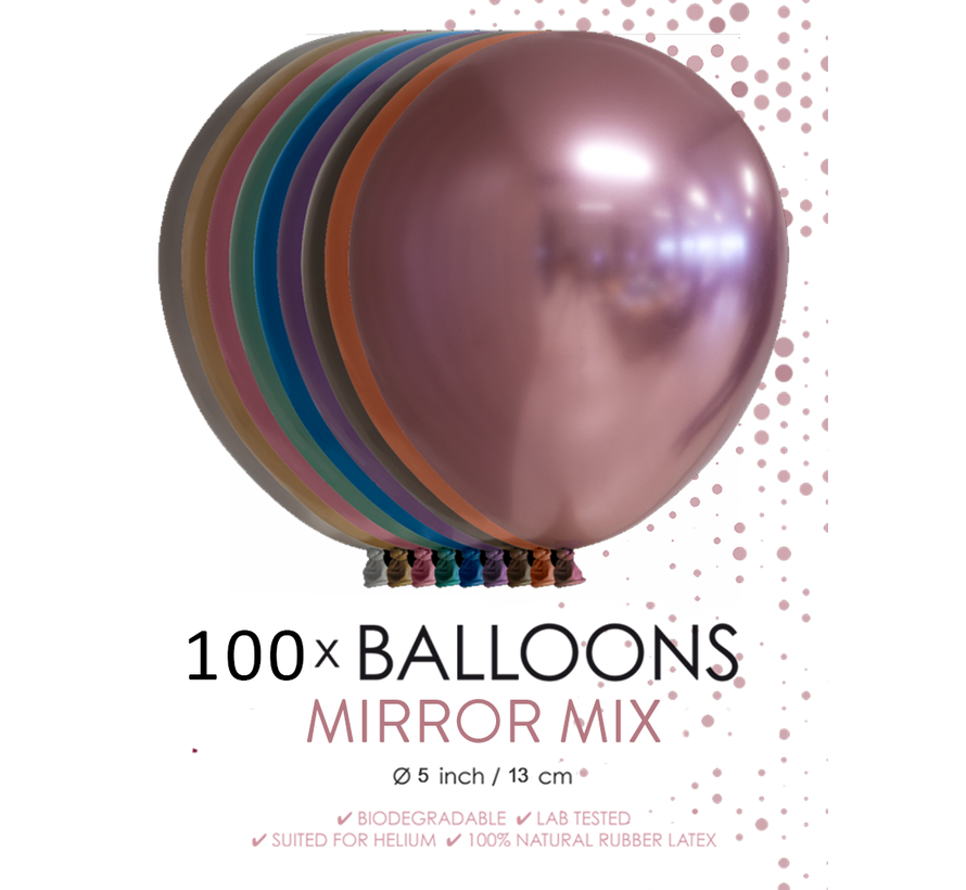 100 chrome 5 inch kleine ballonnen assortie