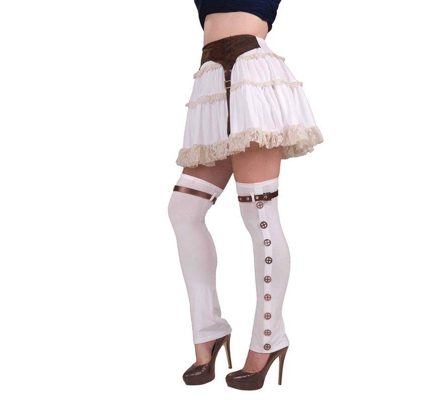 Witte steampunk kousen voor dames