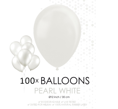 100  Parel witte ballonnen 30 cm