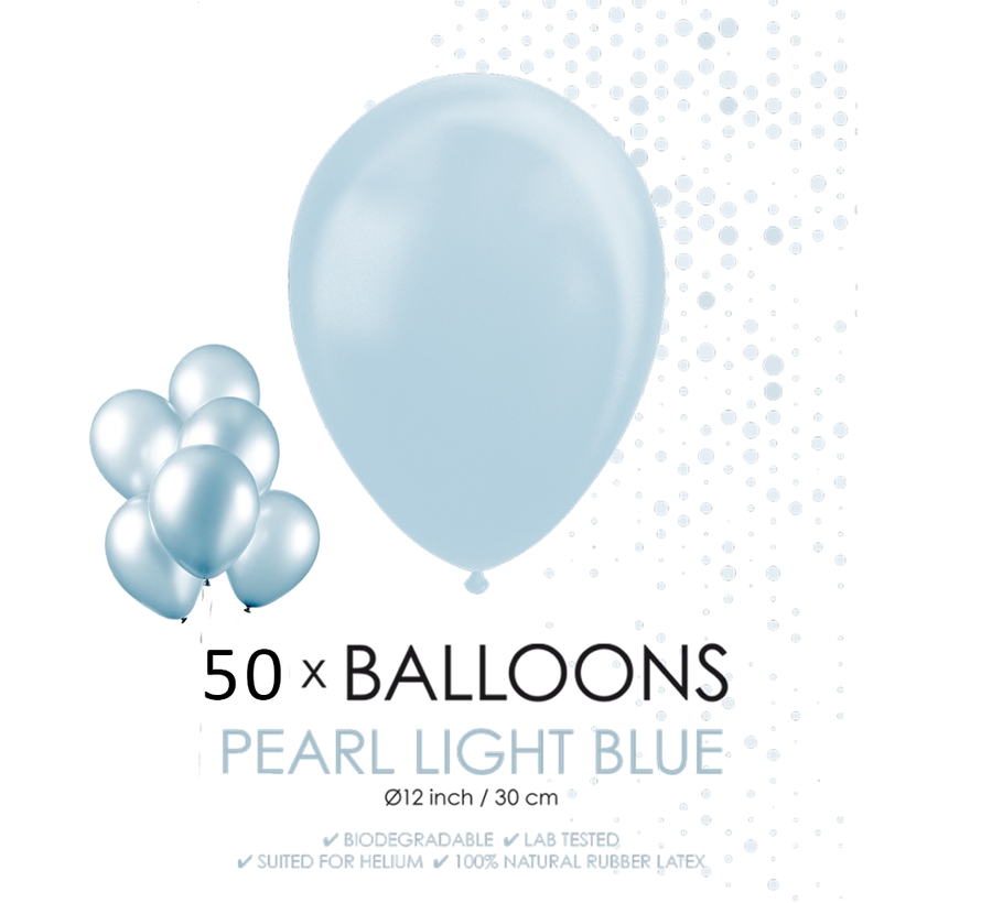 50 Parel lichtblauwe ballonnen 30 cm