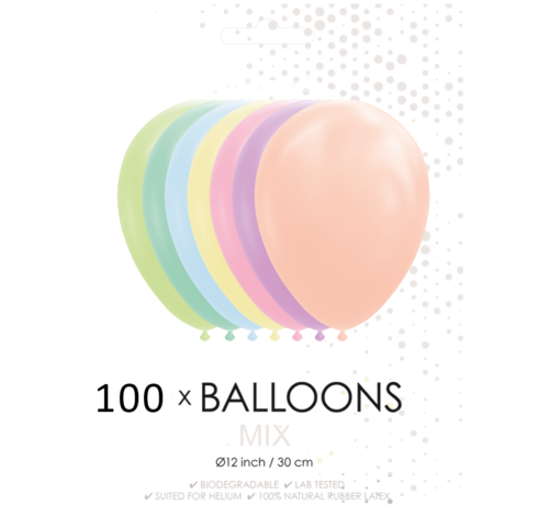 100 macaron pastel kleuren ballonnen 30 cm