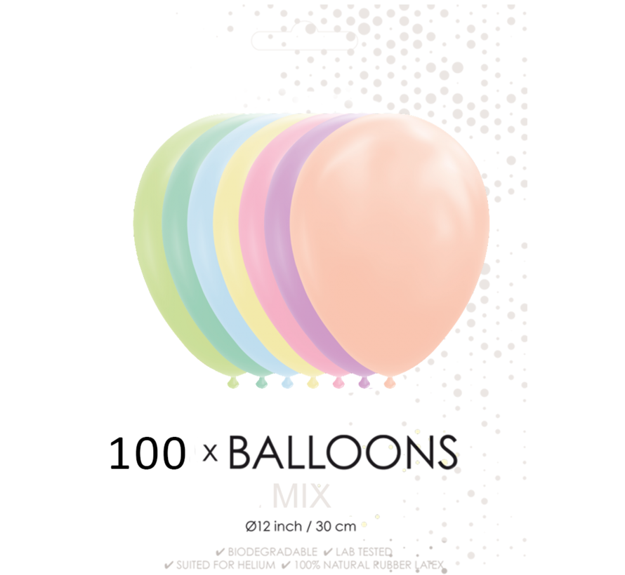 100 macaron pastel kleuren ballonnen 30 cm