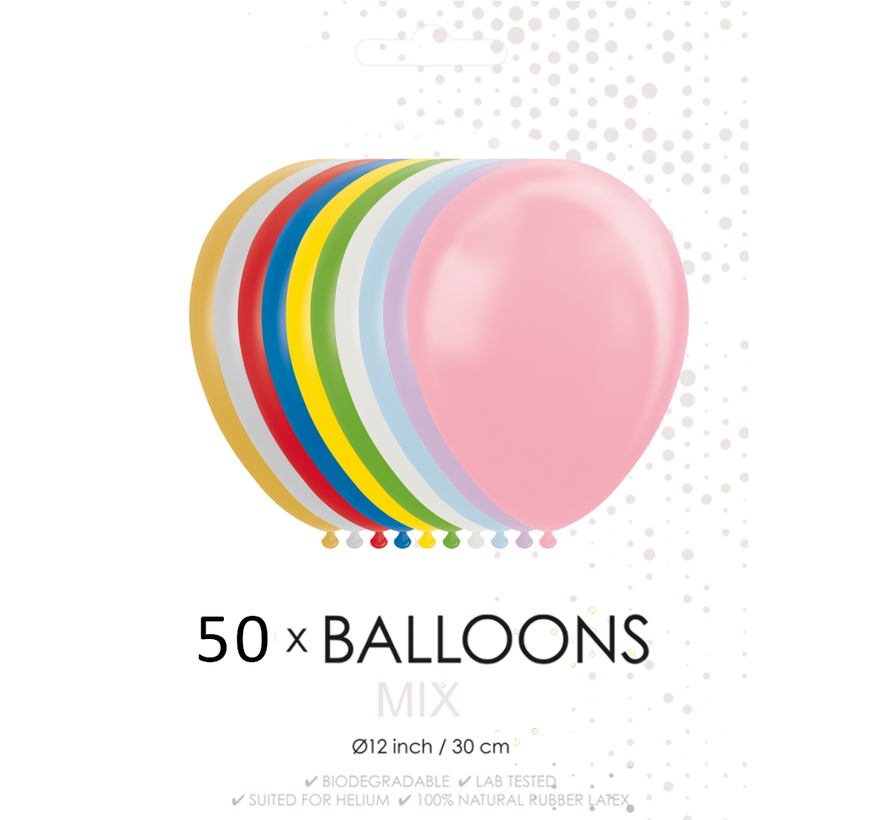 50 Pearl / metallic mix ballonnen 30 cm