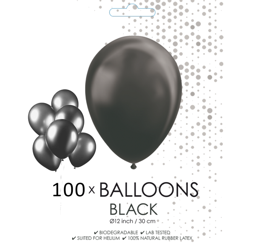 100 ballonnen zwart 12 inch