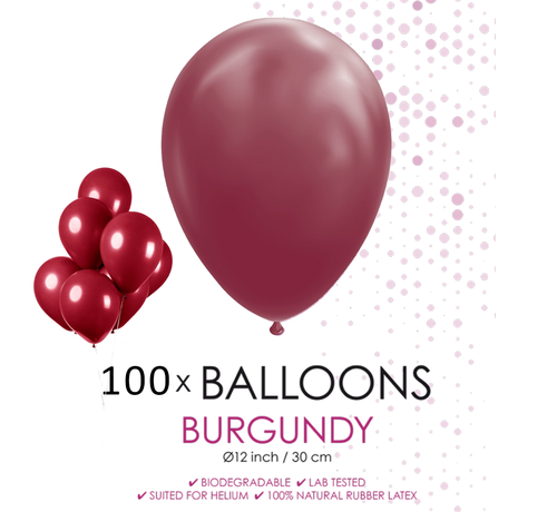 100 ballonnen bordeaux rood 12 inch