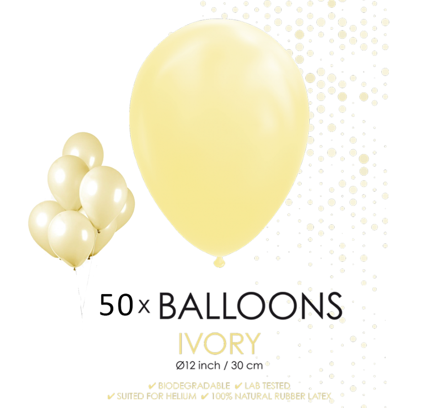 50 ballonnen ivoor 12 inch