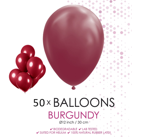 50 ballonnen bordeaux rood 12 inch