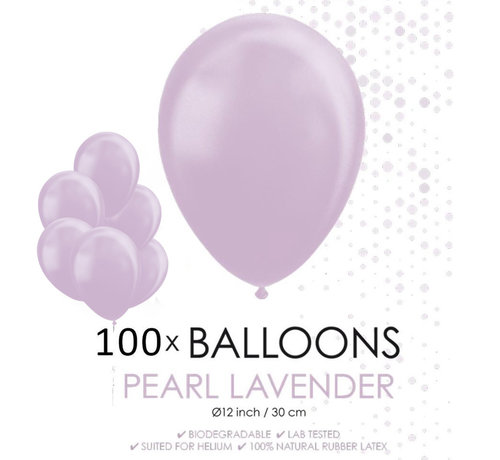 100 Parel lavendel ballonnen 30 cm