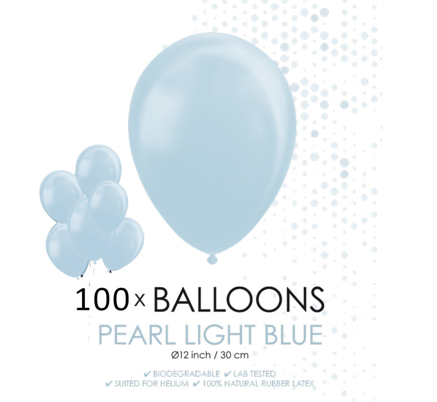 100 Parel lichtblauwe ballonnen 30 cm