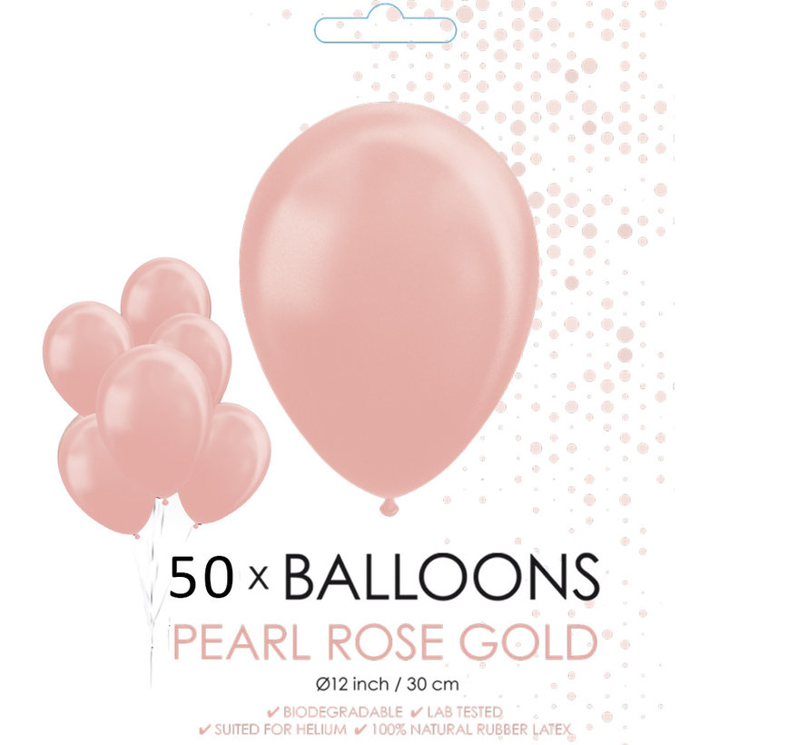 50 Pearl rosé goud ballonnen 30 cm