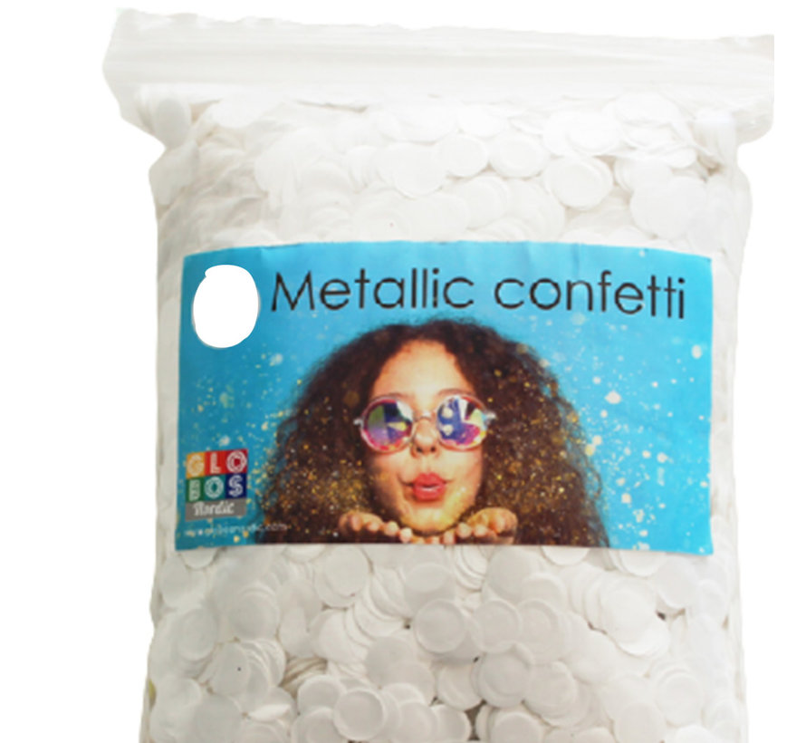Metallic witte glitter confetti Partycorner.nl