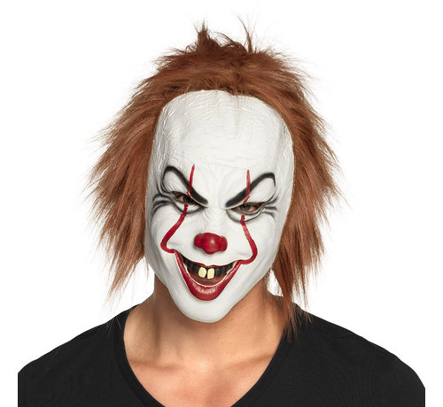 Killer clown hoofdmasker met haar