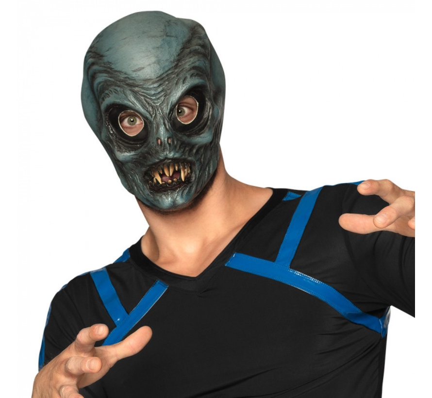 Latex hoofdmasker Alien grijs