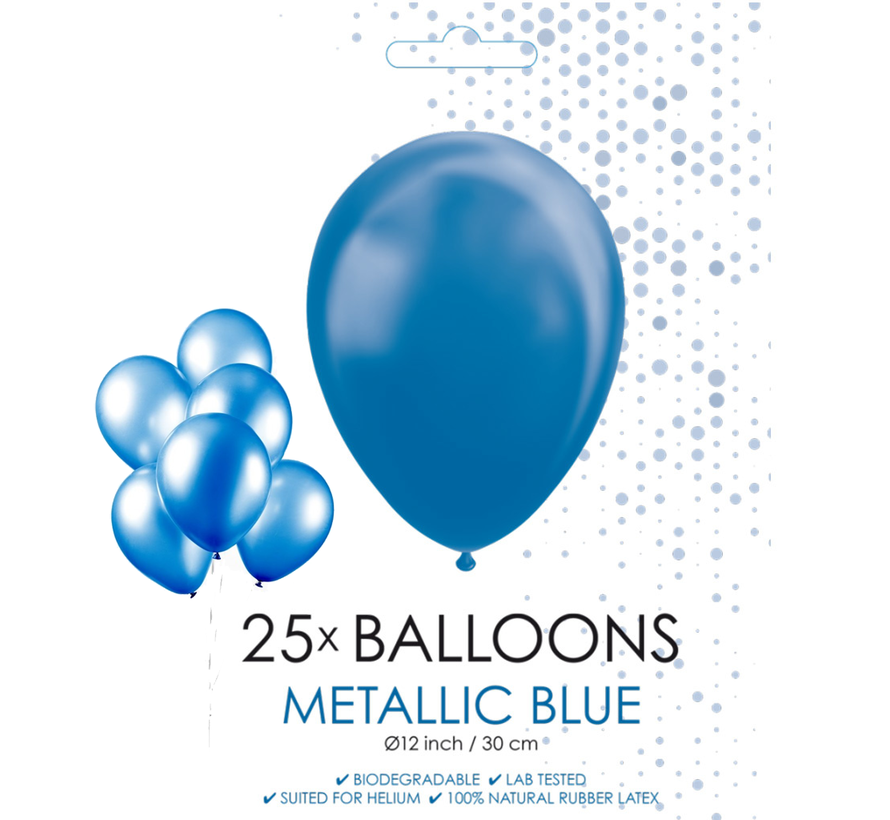 25 blauwe metallic ballonnen