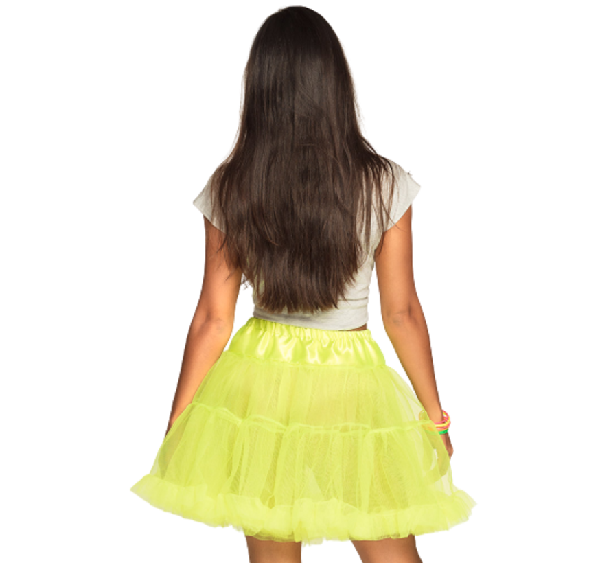 Lange stretch petticoat neongeel  M/L