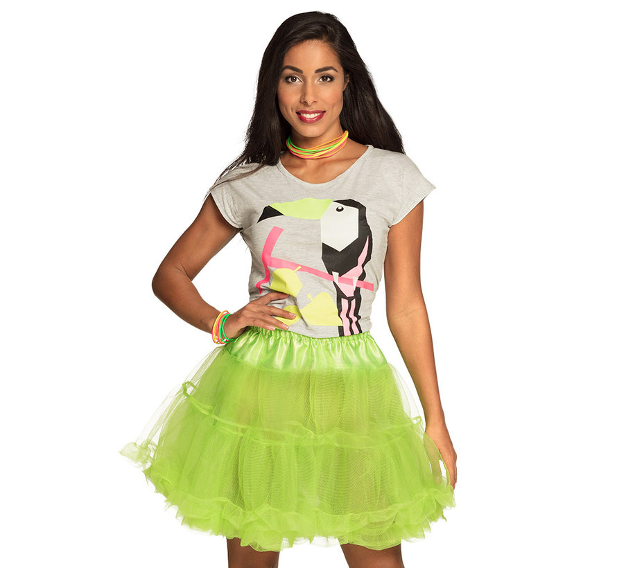 Lange Stretch petticoat neon groen