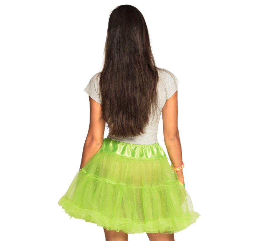 Lange Stretch petticoat neon groen